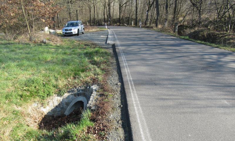 Beweissicherung - vor Baubeginn - Deponie Kleincotta - Behelfszufahrt, Straßenabschnitt der Kreisstraße K 8732 in der Gemeinde Dohma, Landkreis Sächsische Schweiz - Osterzgebirge